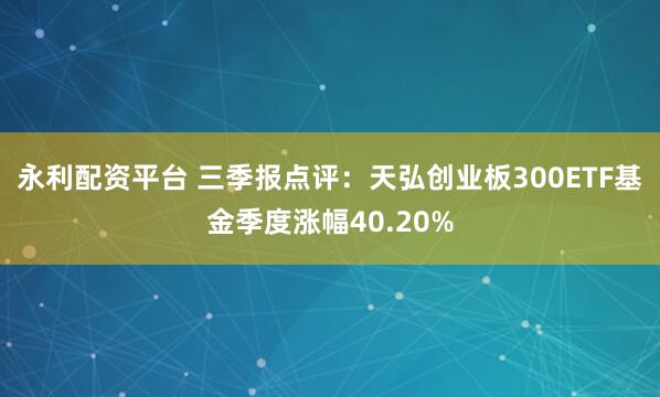 永利配资平台 三季报点评:天弘创业板300ETF基金季度涨幅40.20%